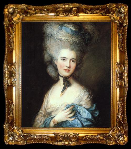 framed  Thomas Gainsborough Portrait of a Lady in Blue 5, ta009-2
